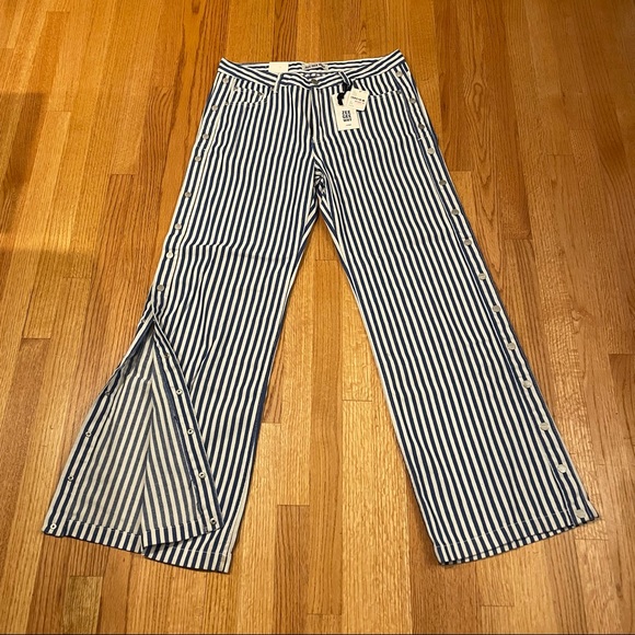 Zee Gee Why Sweeper Snap Stripe Wide-Leg Jeans 31 - Picture 4 of 15
